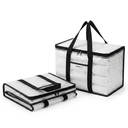 Zoyiancy 8 Pack 24 Gallon Clear Extra Large Moving Bags with Lids, Heavy Duty Clothes Storage Totes with Reinforced Handles for Home Storage Organization