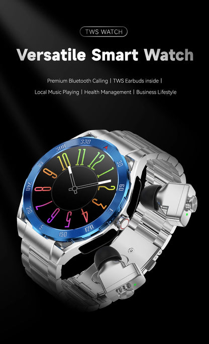 2026 New TWS 2-in-1 Smart Watch Earphones 1.43 "AMOLED Screen with Heart Rate Sleep Monitoring Music Player NFC IP67 Smartwatch