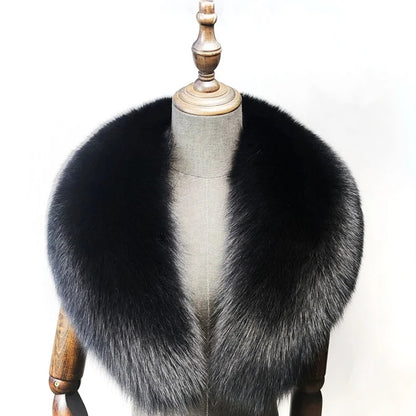 Fox Fur Collar 100% Real Fox Fur Scarf Winter Women Natural Fur Gray Collar Large Size Neck Warmer Fur Scarf Shawls