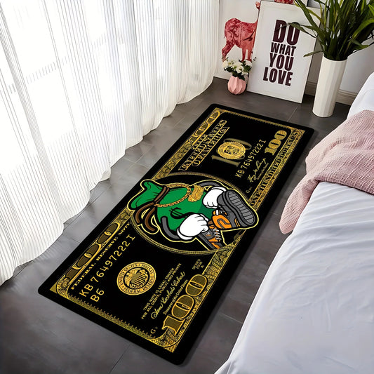 $100 Bill Pattern Area Rug,Soft Touch & Non-Slip,Washable Decorative Mat for Living Room Bedroom,Kitchen,Office – Xmas Gift Idea