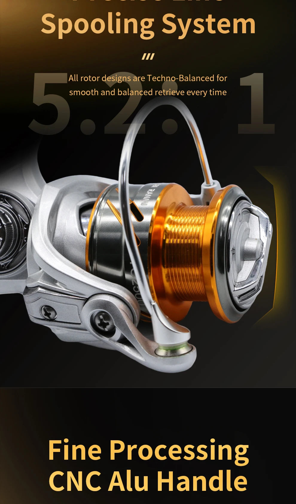 ROOBLINOS TC Spinning Fishing Reel 10KG Max Drag 5.2:1 Gear Ratio Stainless Steel Main Shaft Ball Bearings Freshwater Saltwater