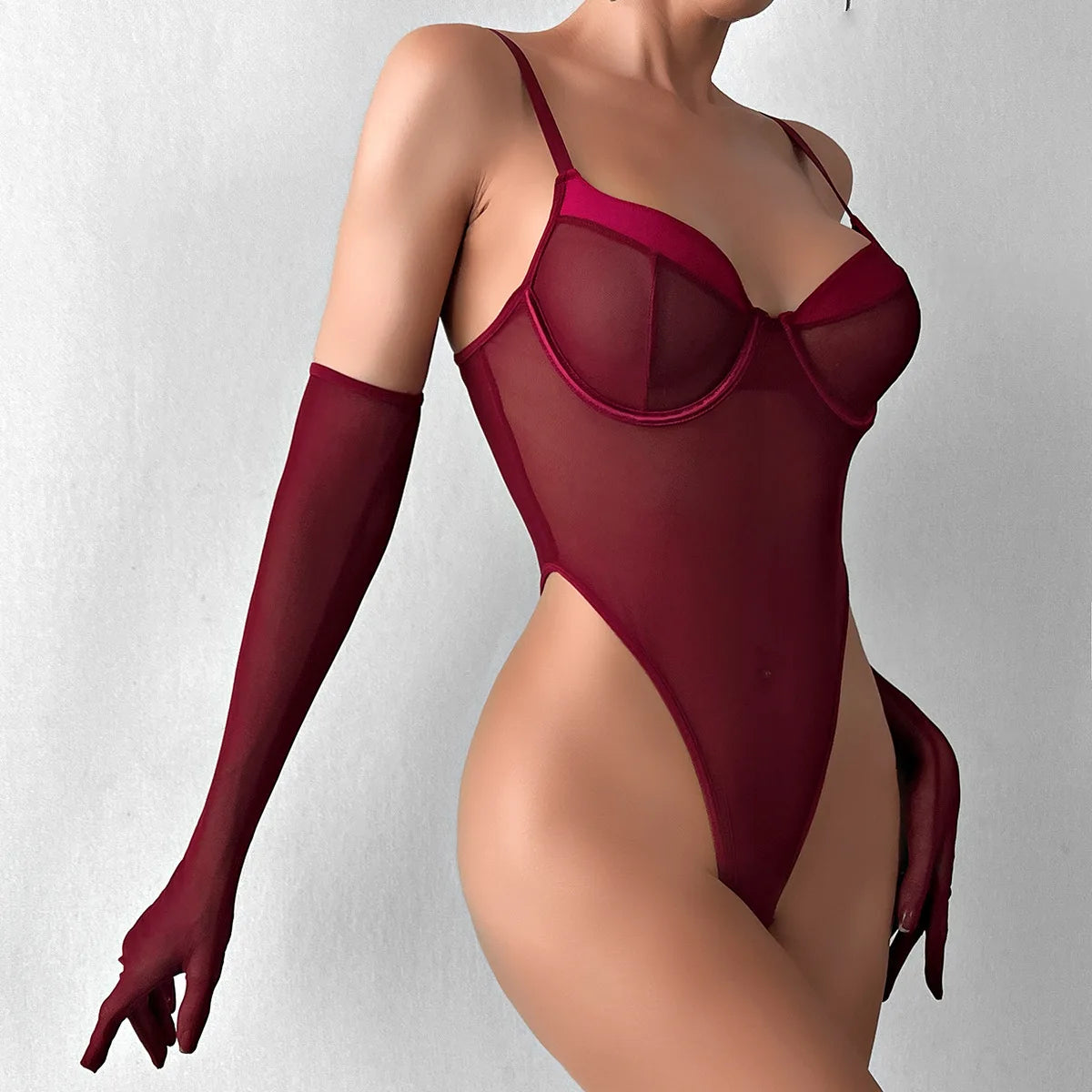 Sexy Jumpsuit With Lace Transparent Mesh Gloves Women Rompers Clothing Body Suits Lace Transparent Sweet Fashion Sexy Korean 5OW