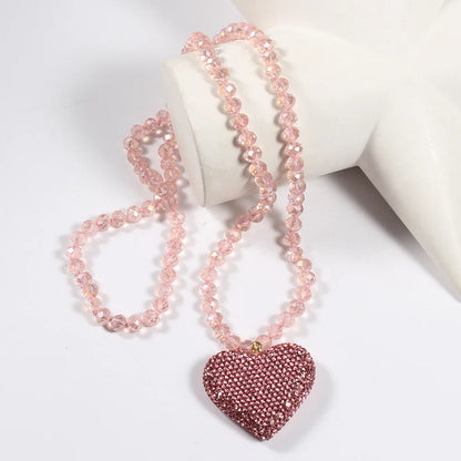 New Valentine's Day Gift: Sparkling Crystal Glass Necklace, Water Diamond Heart Pendant, Women's Necklace