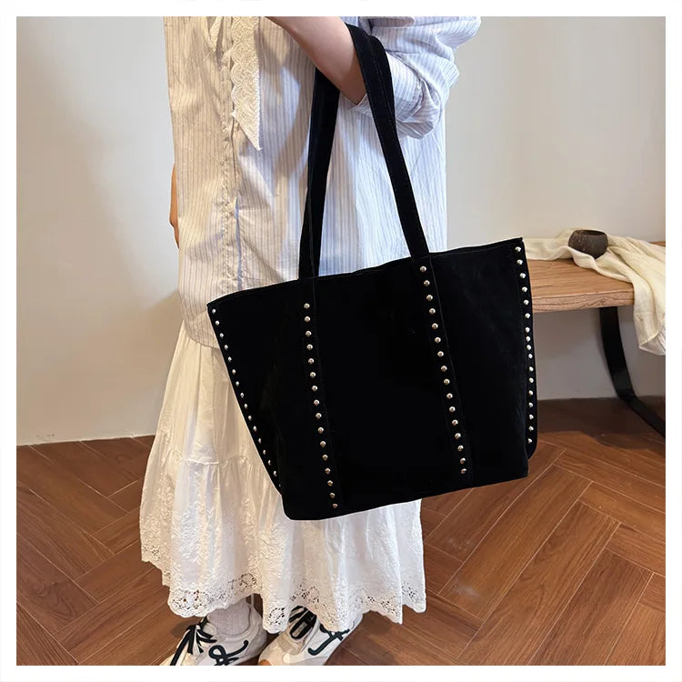 Fashion Microfiber Solid Sewing Shoulder Bags 2025 High Quality Retro Sweet Handbags Brand Sequined Large Capacity Bag for Women