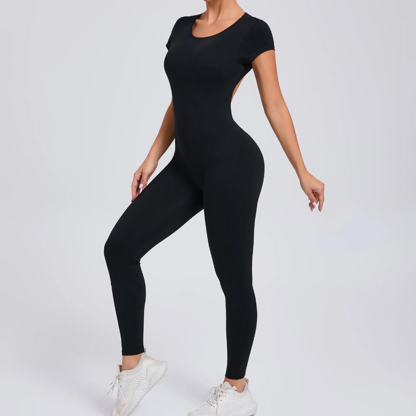 Sports Jumpsuit Woman Gym Sexy Long Jumpsuits One Pieces Fitness Overalls Yoga Sportswear Black Body Women Clothes Short Sleeve