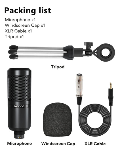 MAONO PM360TR Condenser Microphone Podcast Microphone 3.5mm Mic for Computer, Laptop, Phone, Sound Card, YouTube, Gaming, Record