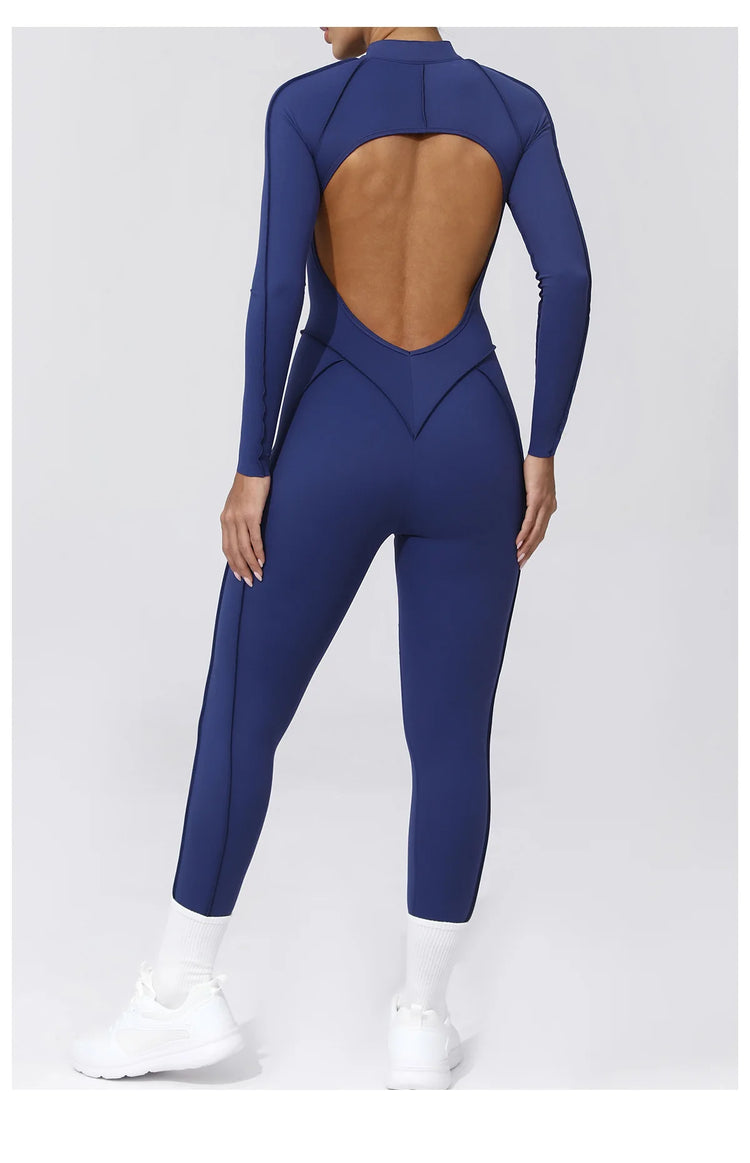 One Pieces Long Jumpsuits Sexy Womens Overalls Mono Streetwear Yellow Body Long Sleeves Woman Clothing Summer Gym Sportswear