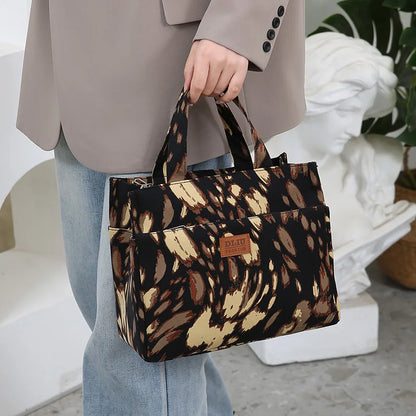 New Large Capacity Thickened Cloth Art Handbag Minimalist Work Lunch Box Storage Bag Suitable for Shopping Miscellaneous Uses