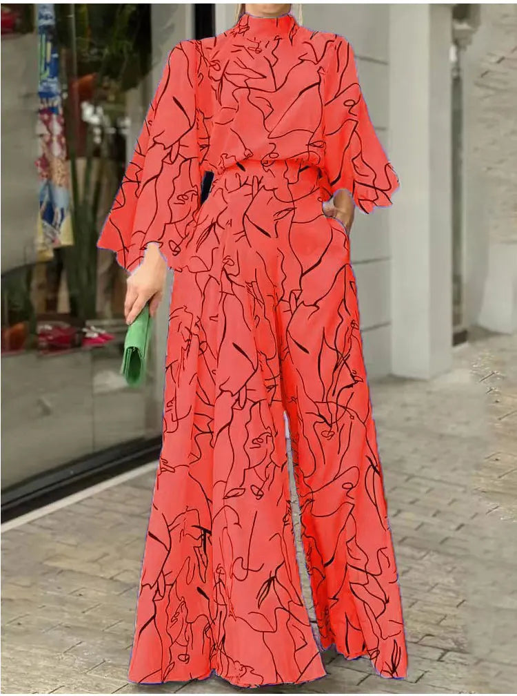 TRAF Autumn Fashion Back Zipper Jumpsuit Women's Casual Long Sleeve Tie Knot Strap Jumpsuits Loose Wide Leg Pants Streetwear