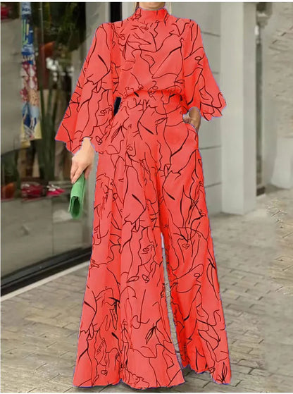 TRAF Autumn Fashion Back Zipper Jumpsuit Women's Casual Long Sleeve Tie Knot Strap Jumpsuits Loose Wide Leg Pants Streetwear