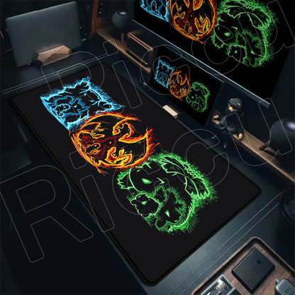 P-pokemon Bulbasaur Mouse Mats Rubber Mousepad Large Anime Gaming Accessories Pad Kawaii Carpet Cabinet Keyboard Office Deskmat