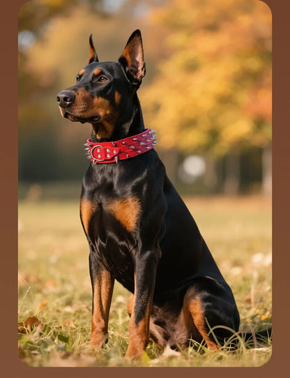 5CM Wide Spiked Studded Dog Collar Anti-Bite PU Leather Pet Collar for Large Dogs Pitbull Mastiff Pet Supplies Accessories
