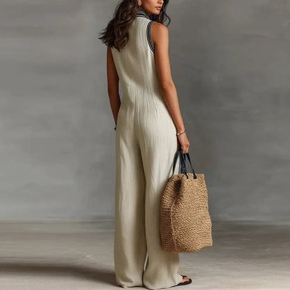Bohemian Vacation Jumpsuit for Woman 2026 Spring Sexy Print Deep V Neck Hollow Rompers Summer Sleeveless Wide Leg Pants Overalls
