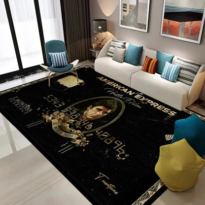 Stylish Movie Scarface Design Floor Mat Sofa Chairs Area Carpet for Living Room Decor Bedroom Non-Slip Bedside Soft Rug Doormat
