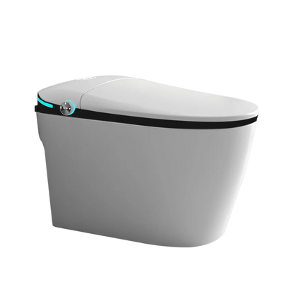 Luxury Smart Toilet with Bidet Seat Built-in, Intelligent Toilet Auto Open/Close Seat, Foot Sensor, LED Display,Night Light, Warm Water & Dryer,White