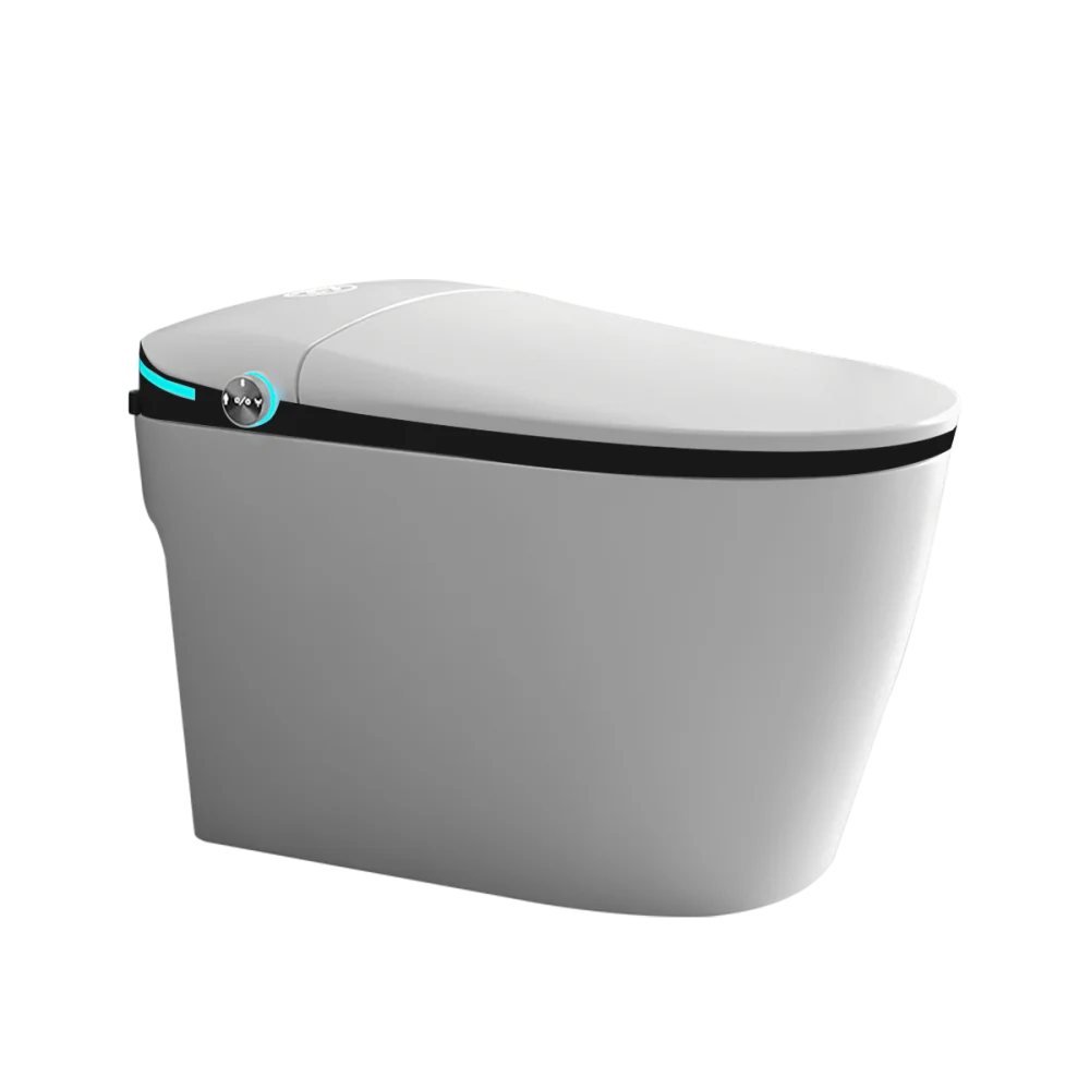 Luxury Smart Toilet with Bidet Seat Built-in, Intelligent Toilet Auto Open/Close Seat, Foot Sensor, LED Display,Night Light, Warm Water & Dryer,White