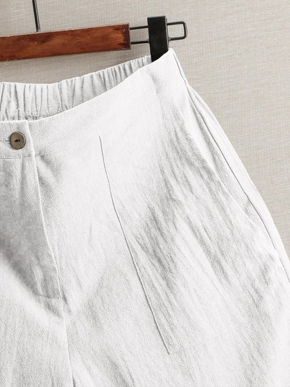 Summer women's thin five-point pants, wide-leg casual straight-leg high-waisted women's pants, fashionable outdoor sports pants