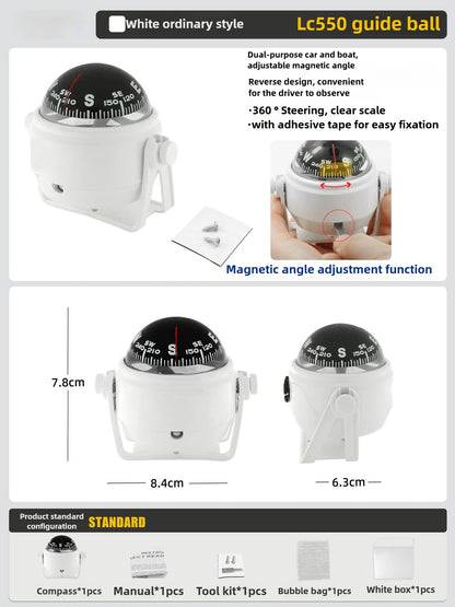 LED Light Electronic Compass, High Precision Pivoting Navigation Compass for Boat Car Marine Use