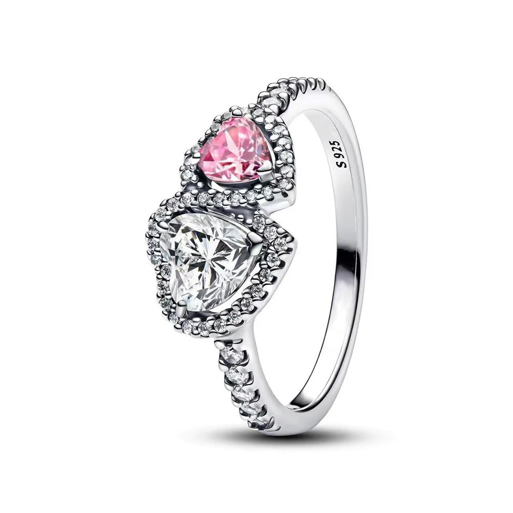 Luxury Original 925 Sterling Silver Heart Bow Pearl Flower Four Leaf Clover Ring fit Women's Fine Jewelry Valentine's Day Gifts