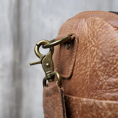 Vintage Large Capacity Men's Top Layer Cowhide Travel Bag Genuine Leather Crossbody Bag Hand-Held Short Distance Luggage Bag