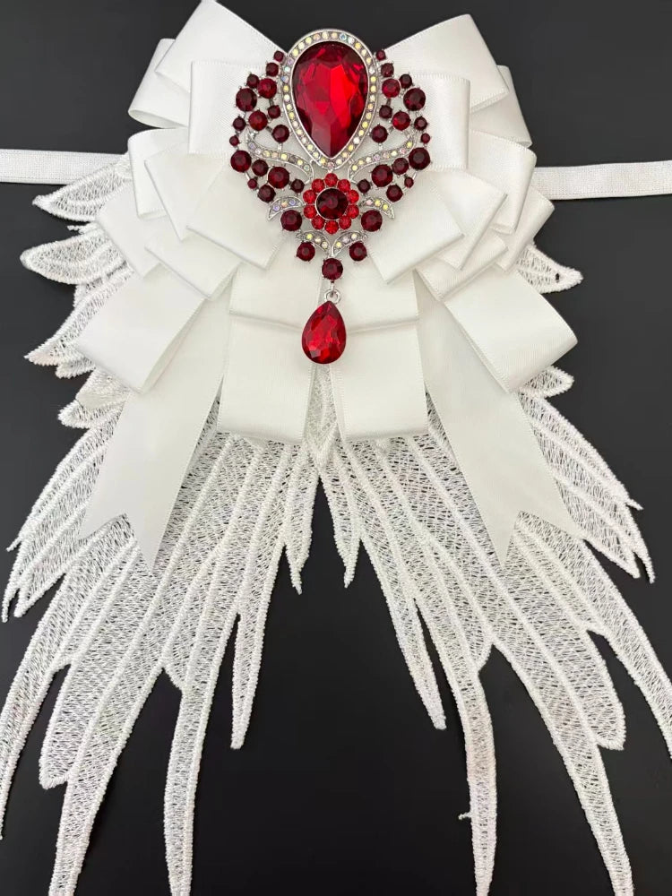 Luxury Rhinestone Mesh Wing Bow Brooch  Elegant Banquets Dress and Wedding Shirts Lapel Flower Bow Tie  Unisex Gift Accessory