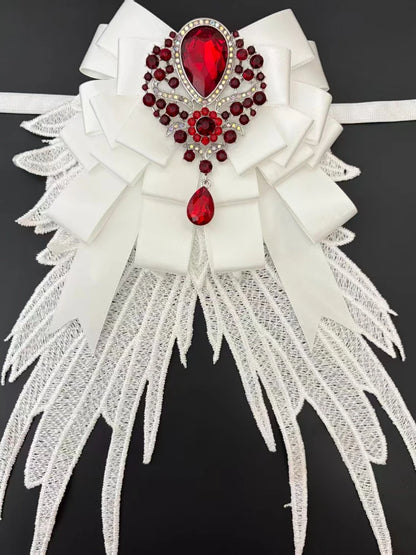 Luxury Rhinestone Mesh Wing Bow Brooch  Elegant Banquets Dress and Wedding Shirts Lapel Flower Bow Tie  Unisex Gift Accessory
