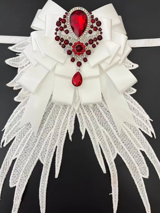 Luxury Rhinestone Mesh Wing Bow Brooch  Elegant Banquets Dress and Wedding Shirts Lapel Flower Bow Tie  Unisex Gift Accessory