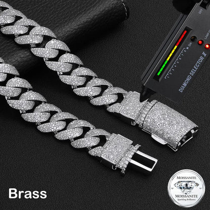 NUOYA Thick VVS1 Cuban Link Chain Necklace Pass Diamond Tester Brass VVS1 Moissanite Gift for Men