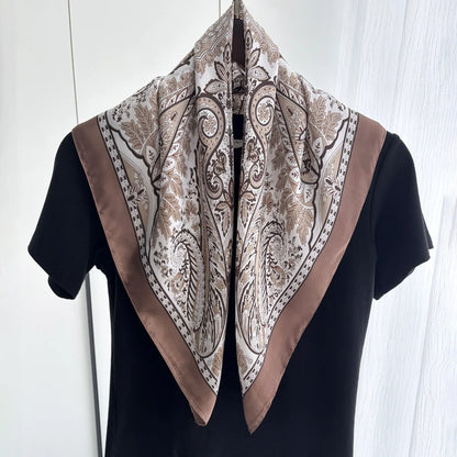 2026 New Elegant Fashion 70X70cm Printed Women's Scarf Silk Scarf Square Shawl Decorative Headband Neck Luxury Design Bandana