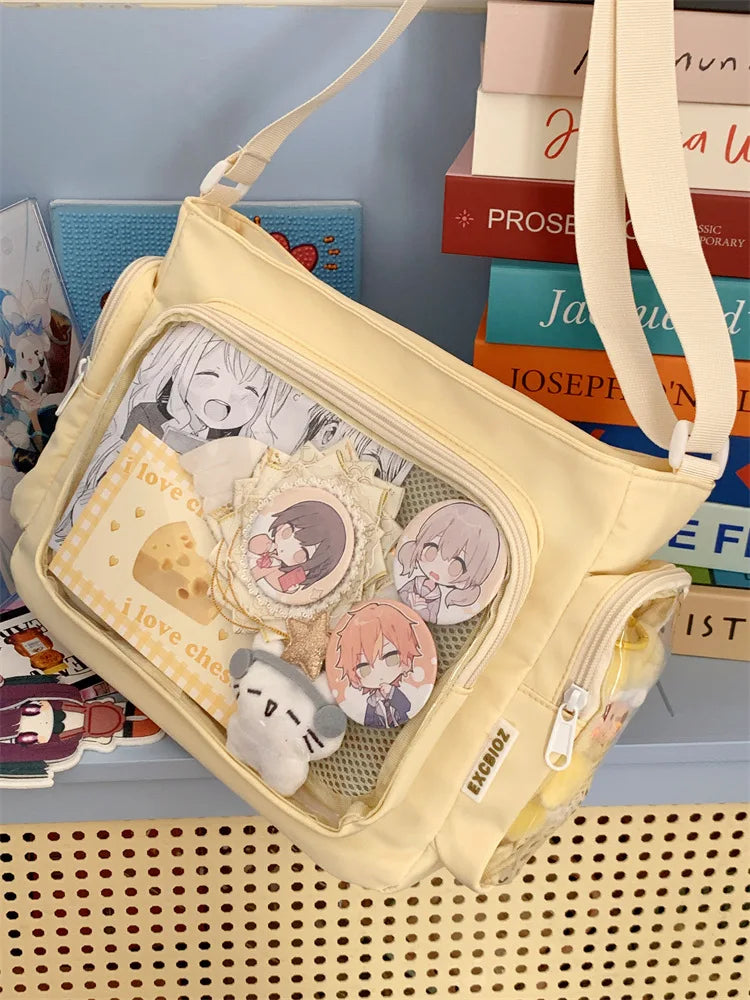 Trendy Transparent Crossbody Bag for Girls Large Capacity Shoulder Bags Fashionable School Style Texture and Versatile Ita Bag
