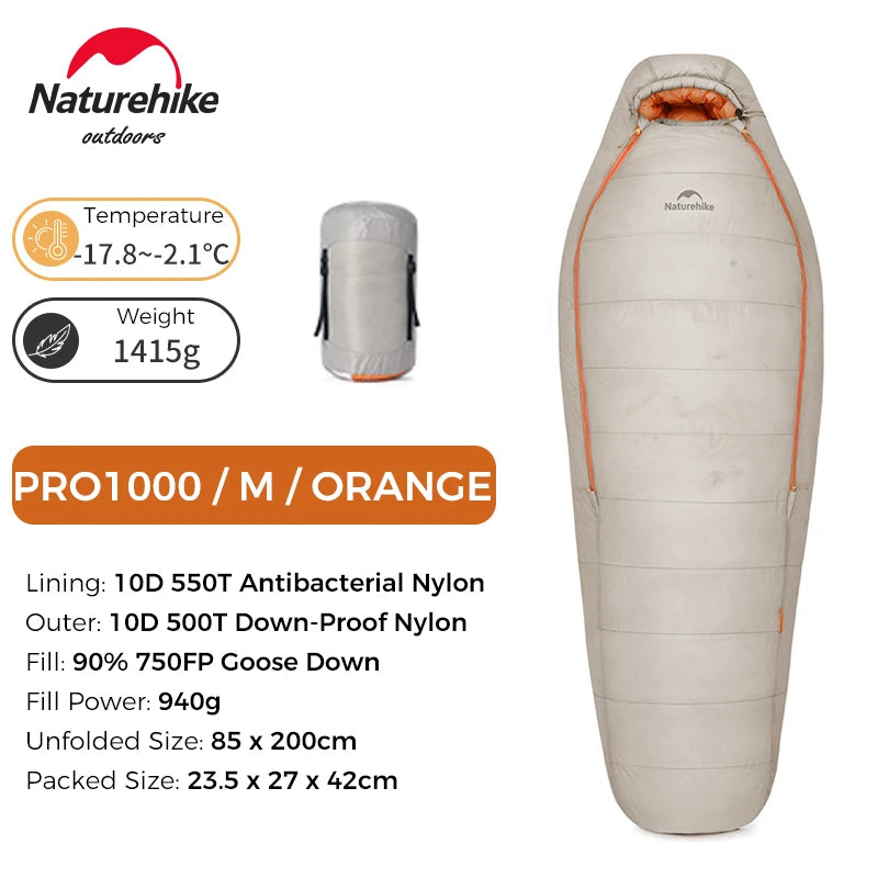 Naturehike Snowbird Pro Goose Down Sleeping Bag Winter Sleeping Bag Ultralight Hiking Camping Goose Sleeping Bag Thickened Cold