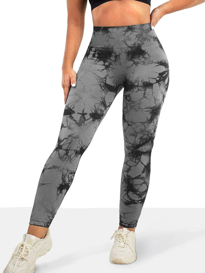 Women's Tie dye Seamless High-Waisted Yoga Pants Tummy Control Belly Band Pants Comfortable Stretchy Leggings for Women