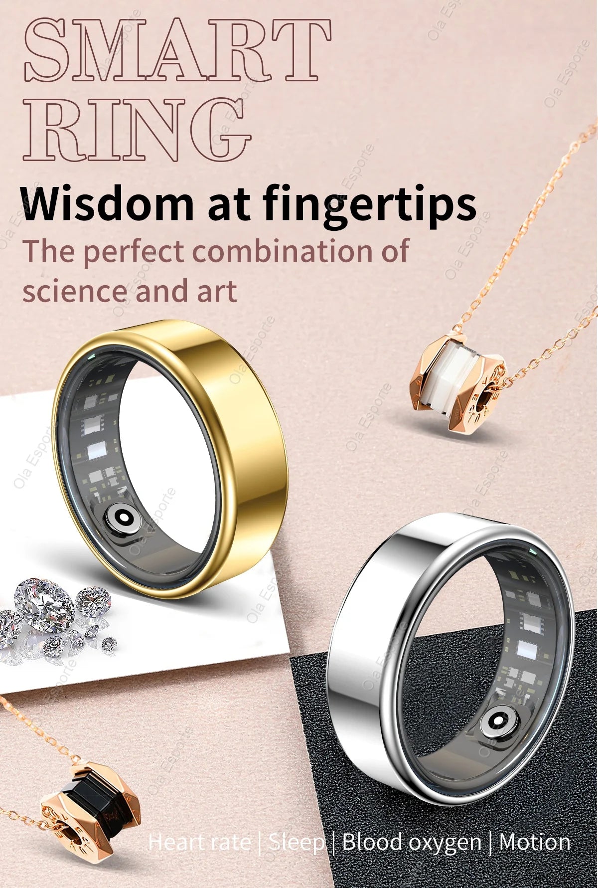 2026 New Smart Ring Men Women, Heart Rate Blood Oxygen and Sleep Monitor Smartring IP68 & 5ATM Waterproof, Multi-sport Mode Ring