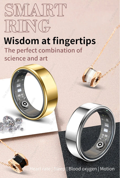 2026 New Smart Ring Men Women, Heart Rate Blood Oxygen and Sleep Monitor Smartring IP68 & 5ATM Waterproof, Multi-sport Mode Ring