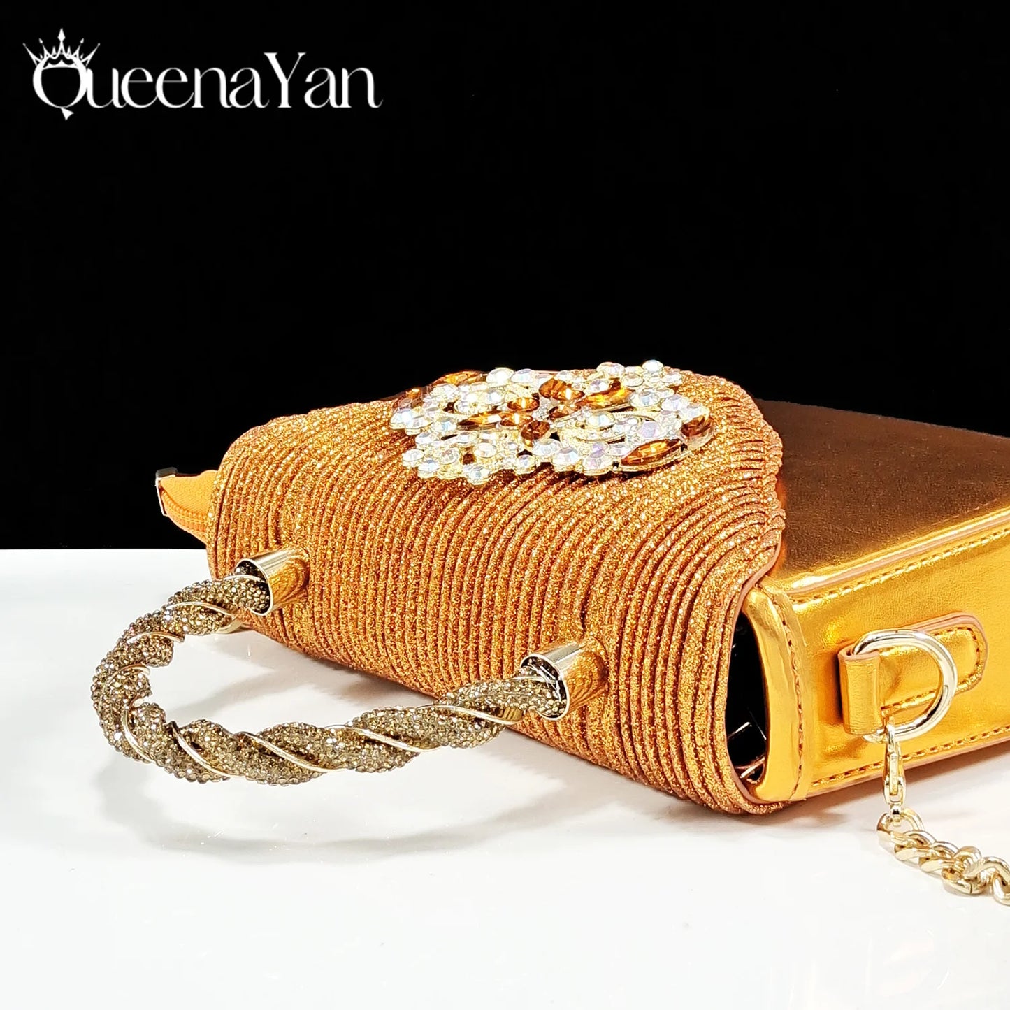 QSGFC Hot Selling INS Pointed-Toe Luxury Style Women High Heels Sandal With Bag Set Orange color Color For Wedding Party