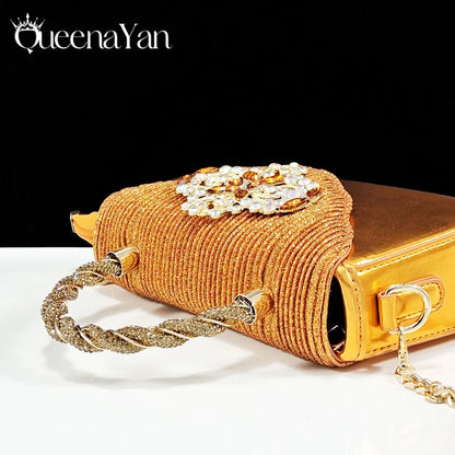 QSGFC Hot Selling INS Pointed-Toe Luxury Style Women High Heels Sandal With Bag Set Orange color Color For Wedding Party