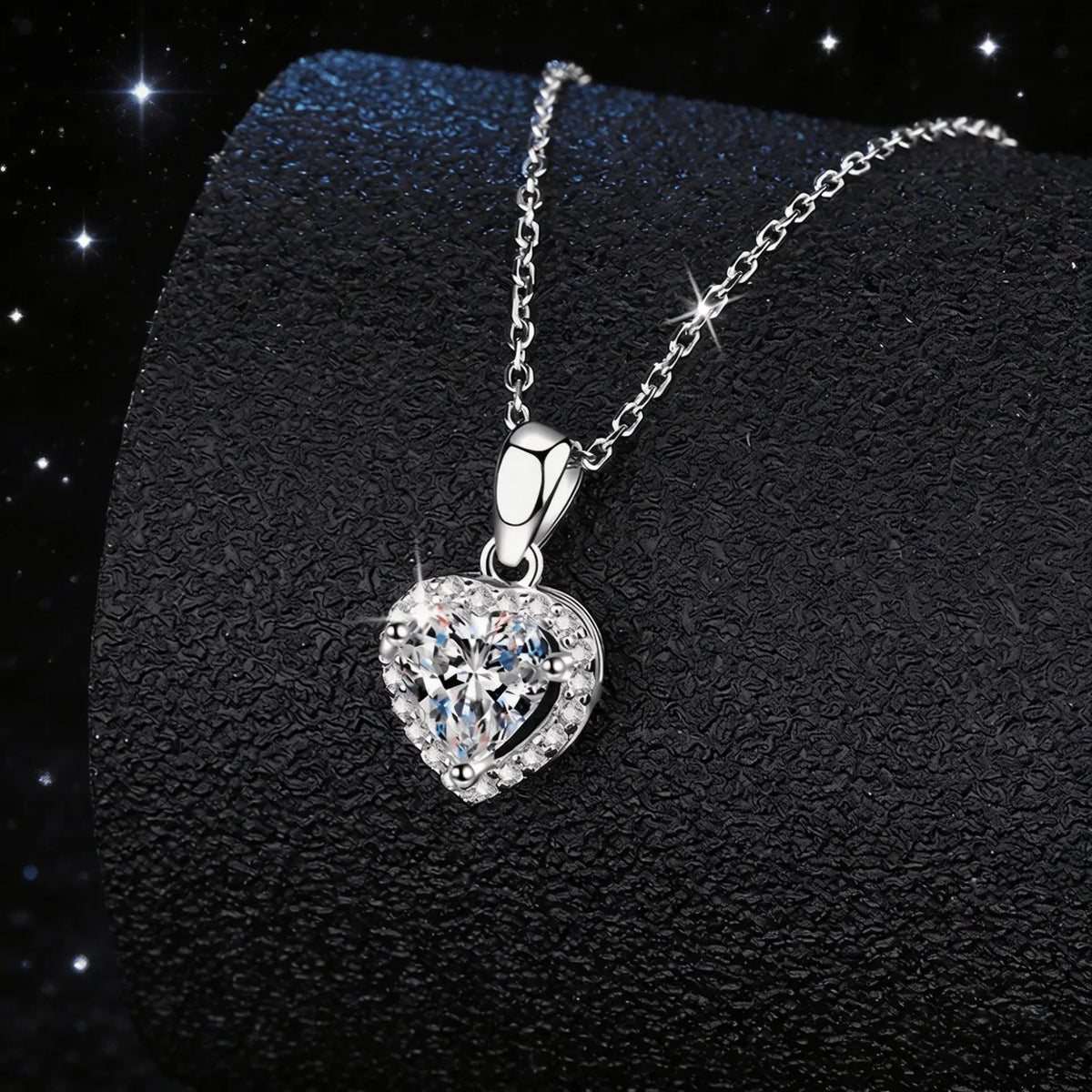 Light Luxury Heart Irregular Full Pave Choker Necklace PT950 Platinum for Women, 1 Carat Moissanite Gentle Unique Trendy Jewelry