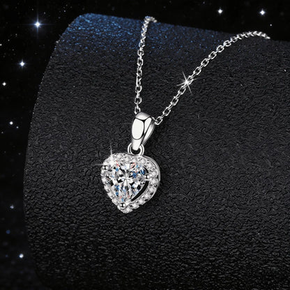 Light Luxury Heart Irregular Full Pave Choker Necklace PT950 Platinum for Women, 1 Carat Moissanite Gentle Unique Trendy Jewelry
