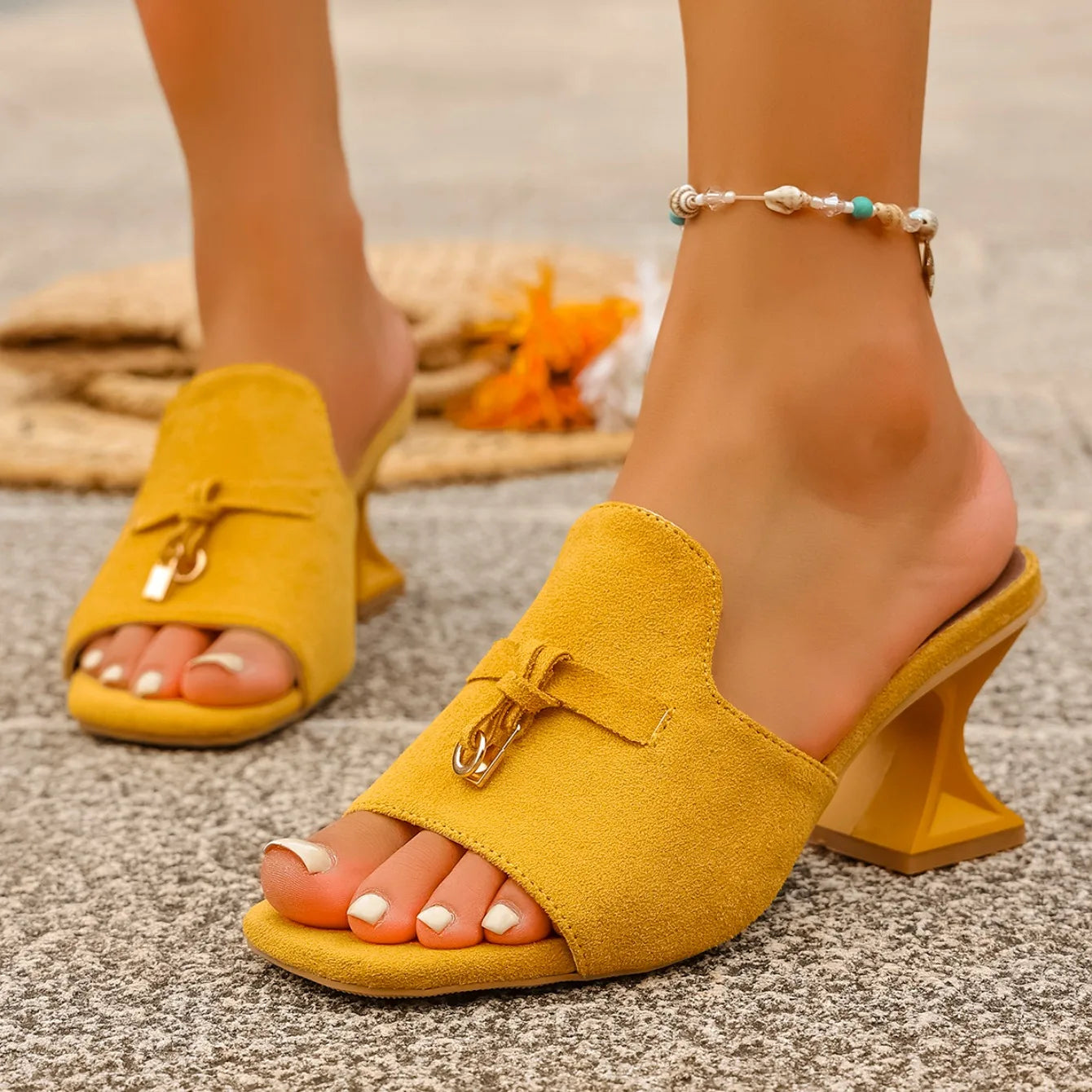 Summer New Women High Heels Sandals Open Toe Large Size Outdoor Wear Square Head Thick Heel Sandals Fashionable Casual Shoes