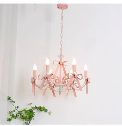 Pink Lovely Children's Room Chandeliers Crystal Cute Kid's Bedroom Pendant Lights Living Room Bedroom Hanging Lamps