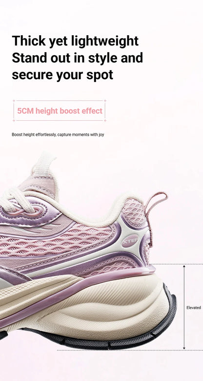 Xtep Basque 3.0 Trendy Cushioning Stable Soft Flexible Rubber Thick Sole Daily Sports Female Shoes 874218320006