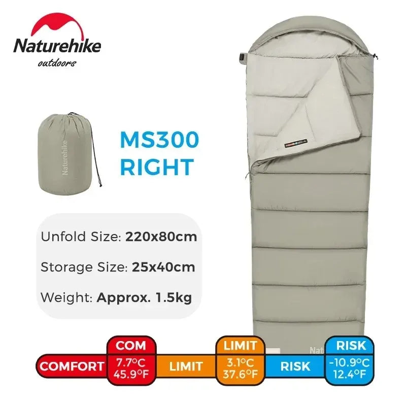 Naturehike Camping Sleeping Bag with Hood 3 Seasons Sleeping Bag Warm Lightweight Waterproof Outdoor Envelope Sleeping Bags