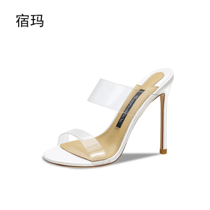 Luxury Women's Shoes Women's Sandals Summer New Open Toe Transparent PVC High Heels Shoes Ladies Fashion Elegant Sexy Pumps 8cm