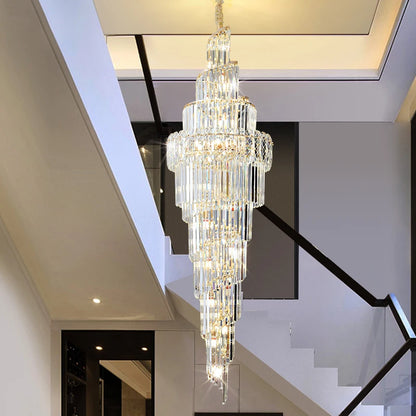 Light Luxury Large Chandelier Spiral Staircase Chandelier Luxurious And Atmospheric Duplex Villa Hotel Lobby Chandelier