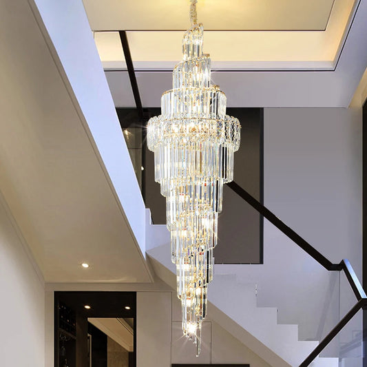 Light Luxury Large Chandelier Spiral Staircase Chandelier Luxurious And Atmospheric Duplex Villa Hotel Lobby Chandelier