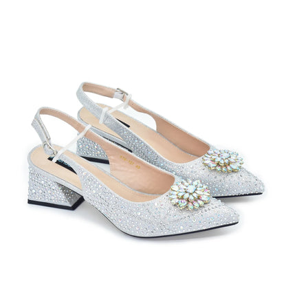 New Fashion Italian Design Rhinestone Pointed-Toe High Heel Shoes & Matching Bag Set Shoe and Bag Set for Nigeria Party Italy