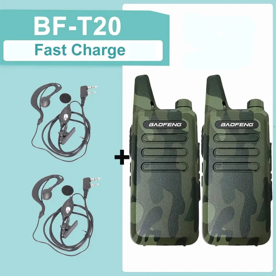 1/2PCS Baofeng BF-T20 Walkie Talkie Mini Micro USB Charging Portable Two Way Radios Upgrade Of BF-C9 KD-C1 For Hunting Kid’s Toy