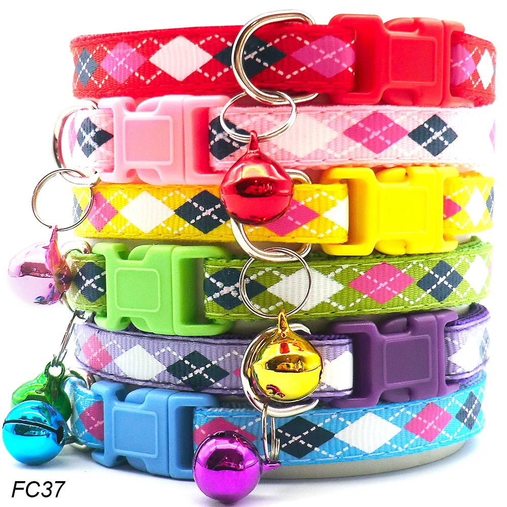 100Pcs Dog Collar With Bells Adjustable Customize Necklace Puppy Kitten Collar Accessories Pet Shop Products Rabbit Neck Strap