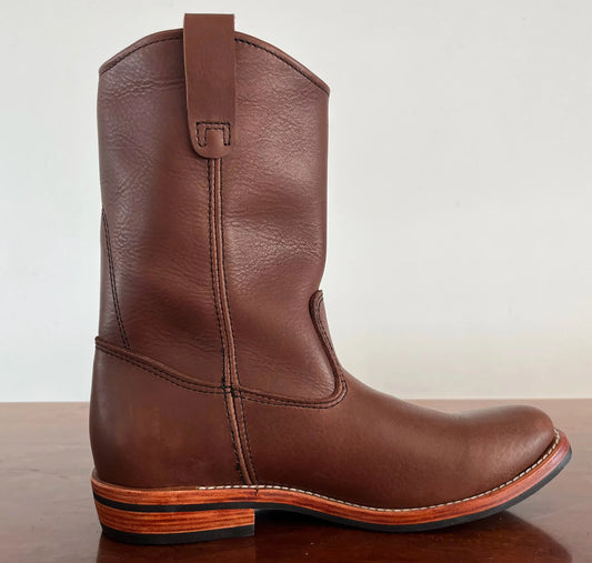 LL750 Men High Shaft Engineer Leather Boots Goodyear Welt Vintage Buckle Strap Thick Sole Motorcycle Boots For Men Daily Wear