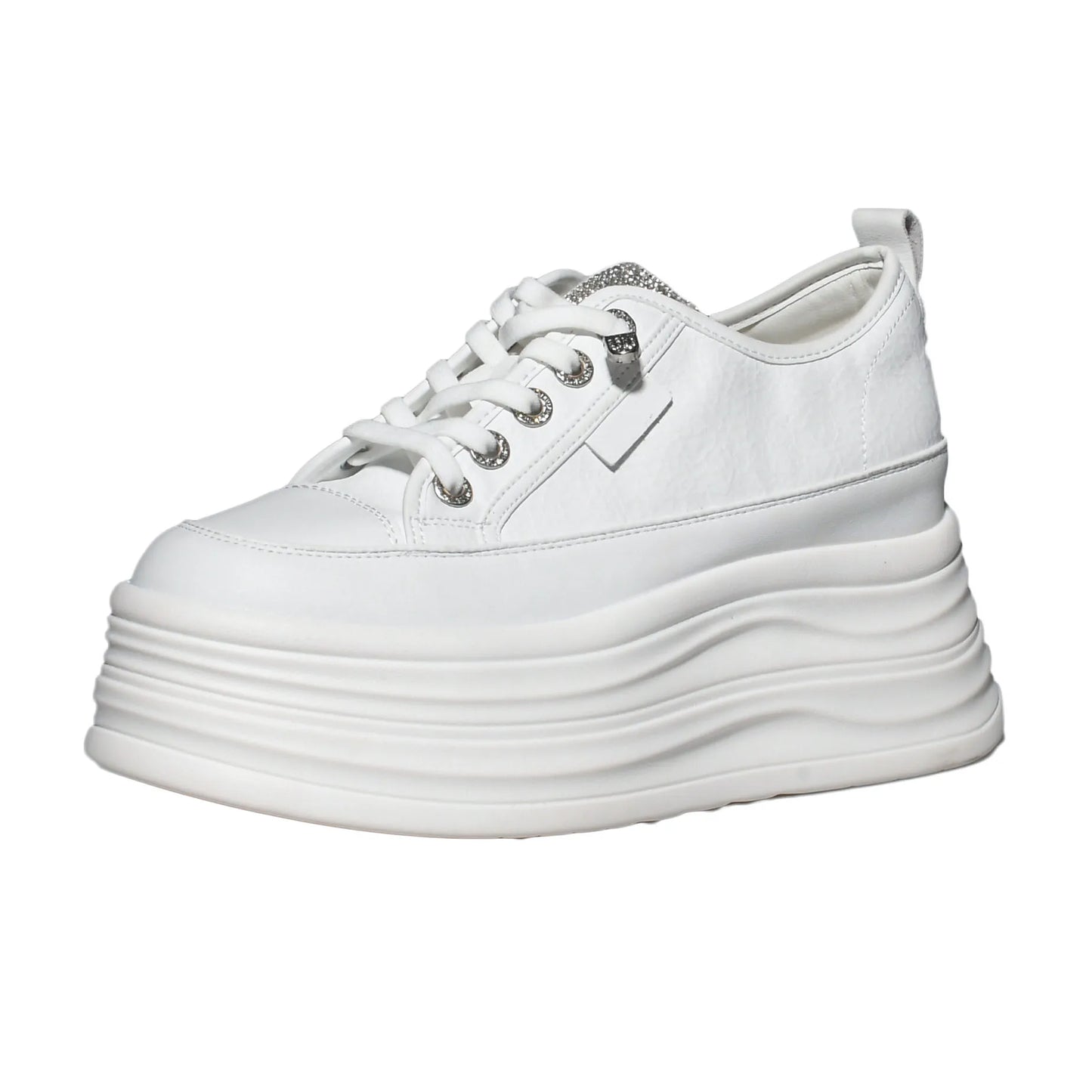 Fujin Casual Shoes For Woman Shoes on Platform Heel Shoes 9 cm 3 inch  White Comfortable High Heel Hidden Chunky Wedge Sneakers